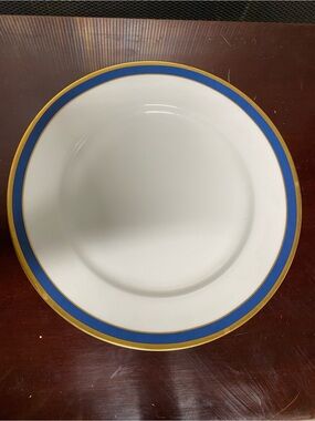 Christian Dior Classic White Dinner Plate with Lapis and Gold Rim Vintage Rare